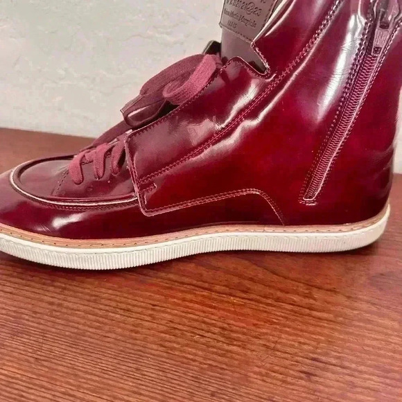 Maison Martin Margiela Men’s Red Leather High Top Shoes Size 44 - Picture 6 of 12